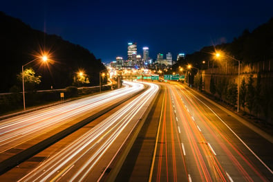 The Pittsburgh skyline and I-279 at night, in Pittsburgh, Pennsylvania..jpeg