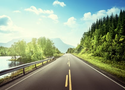 summer road in mountain,  Norway